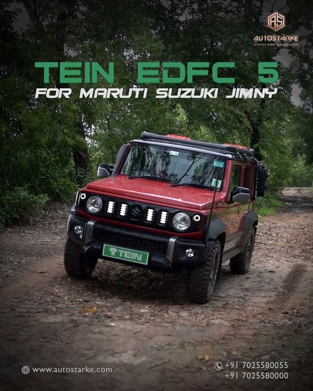 TEIN EDFC 5 electronic damping force controller display unit inside a Maruti Suzuki Jimny, installed